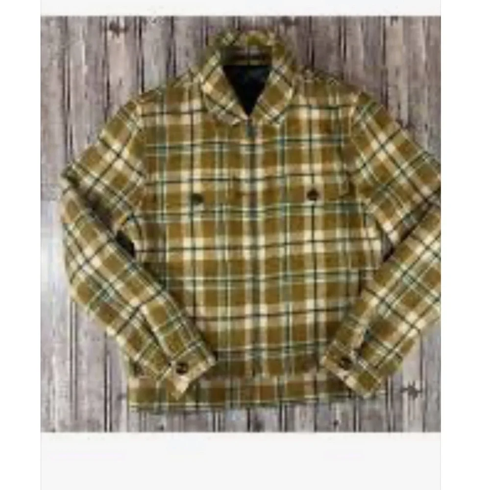 Todd Snyder Wool Bouclé Double Zip Jacket Brown Green Plaid Lined Men’s XL H2F​​